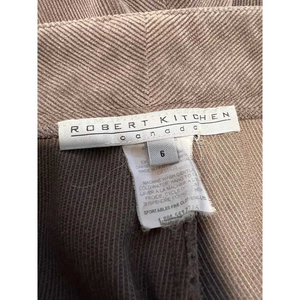 Robert Kitchen Velour Mini Corduroy Pants w Stretch Straight Fit Size 6 JL